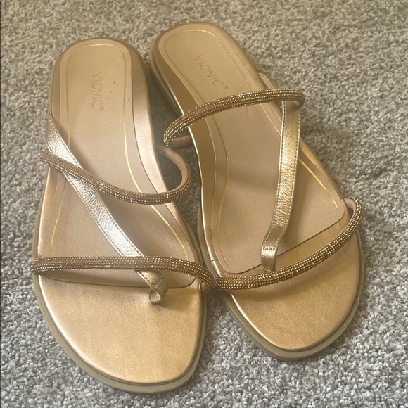 Vionic Shoes - Vionic Prism Metallic Gold Women's Sandals Sz 9 bejeweled orthotic